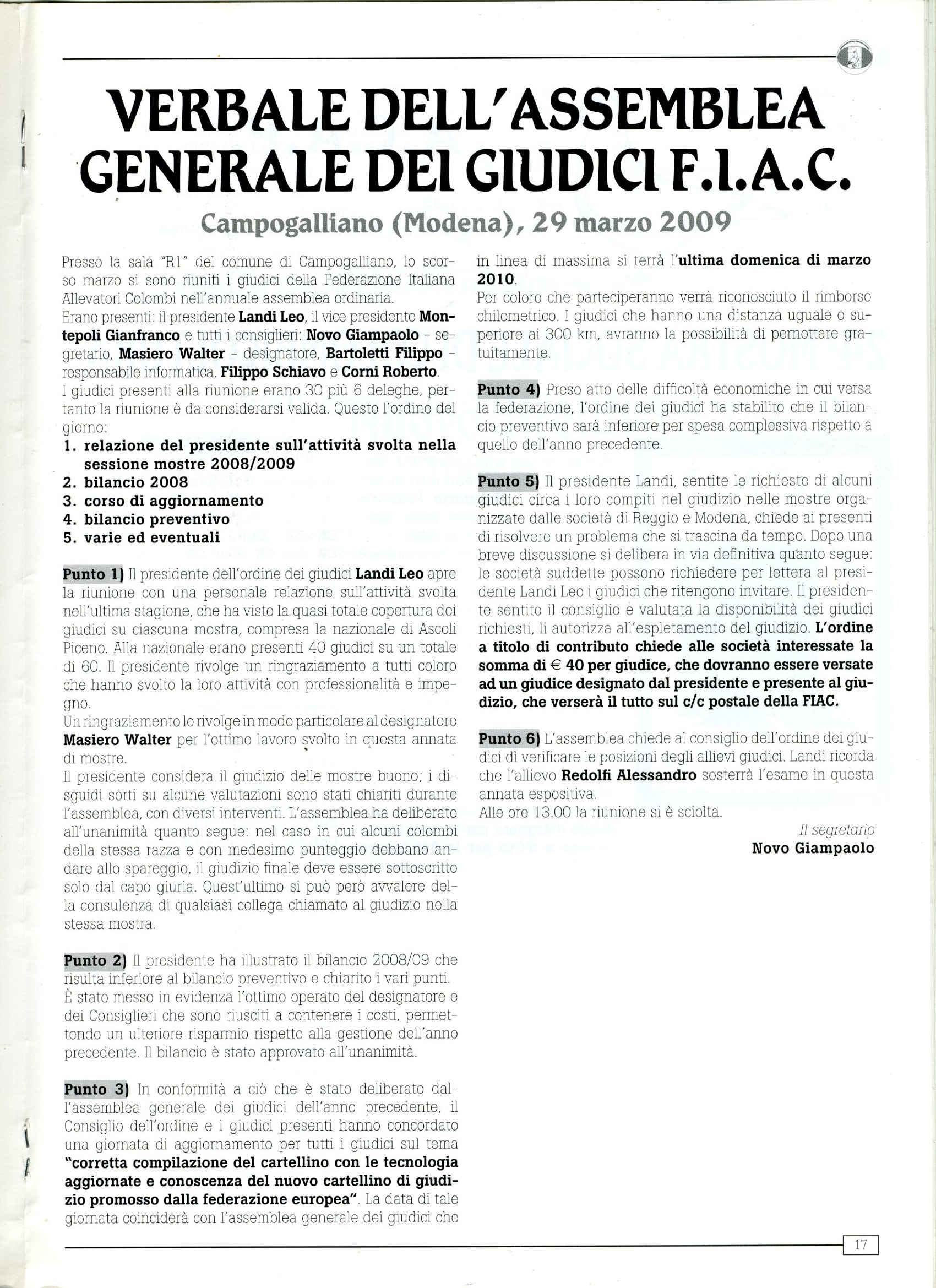 VERBALE ASSEMBLEA GIUDICI anno 2009